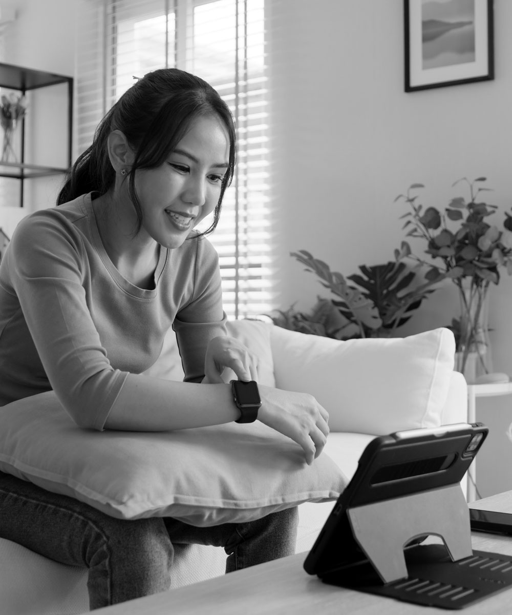 woman talking to a doctor on a tablet