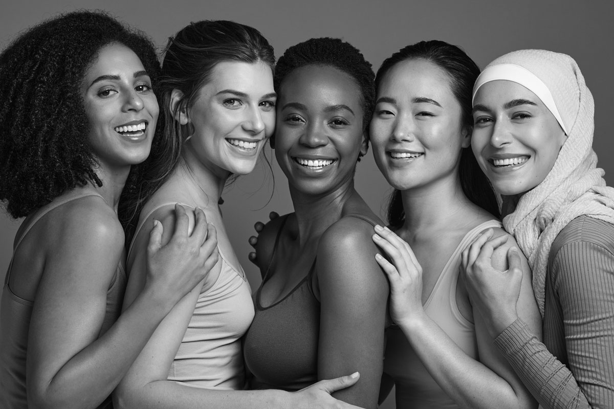 group of women with healthy skin